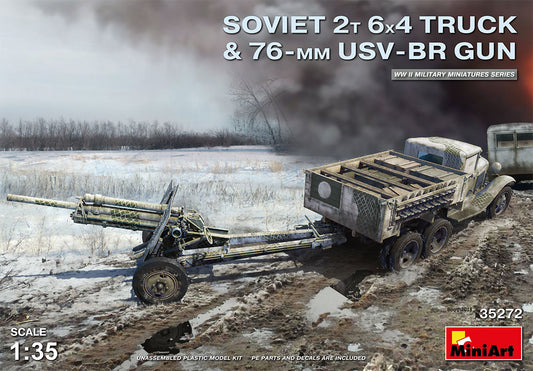 MiniArt MT35272 1:35 Soviet 2T 6X4 TRUCK & 76mm USV-BR GUN HIGHLY DETAILED MODEL