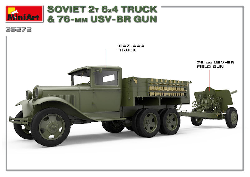 MiniArt MT35272 1:35 Soviet 2T 6X4 TRUCK & 76mm USV-BR GUN HIGHLY DETAILED MODEL