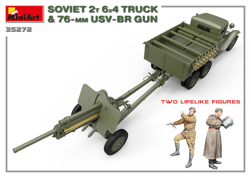 MiniArt MT35272 1:35 Soviet 2T 6X4 TRUCK & 76mm USV-BR GUN HIGHLY DETAILED MODEL