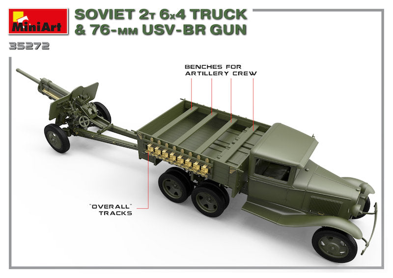 MiniArt MT35272 1:35 Soviet 2T 6X4 TRUCK & 76mm USV-BR GUN HIGHLY DETAILED MODEL