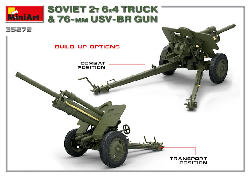 MiniArt MT35272 1:35 Soviet 2T 6X4 TRUCK & 76mm USV-BR GUN HIGHLY DETAILED MODEL