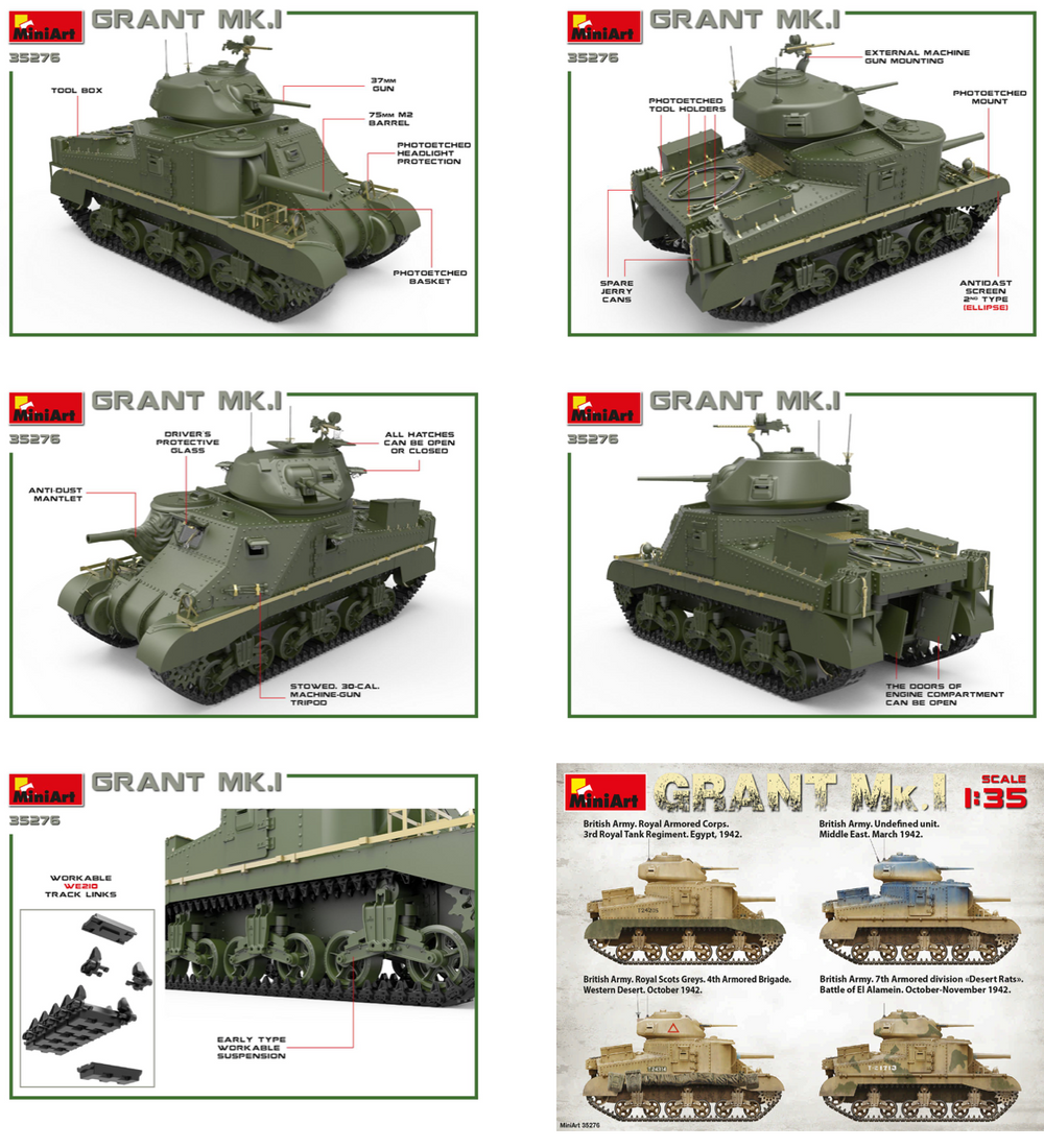 MiniArt MT35276 Grant Mk.I w/Workable T41 Tracks 1:35