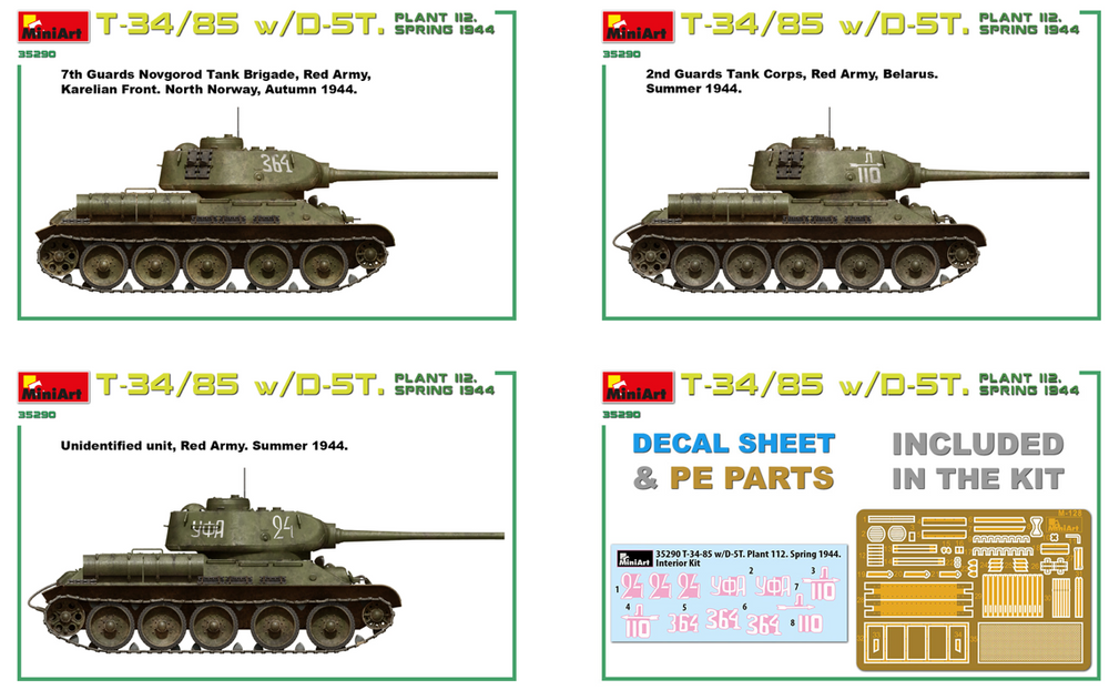 MiniArt MT35290 1:35 Soviet T-34/85 w/D-5T
