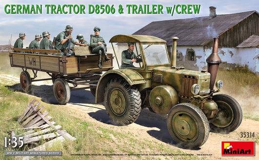 MiniArt MT35314 German Tractor D8506 & Trailer w/Crew 1:35
