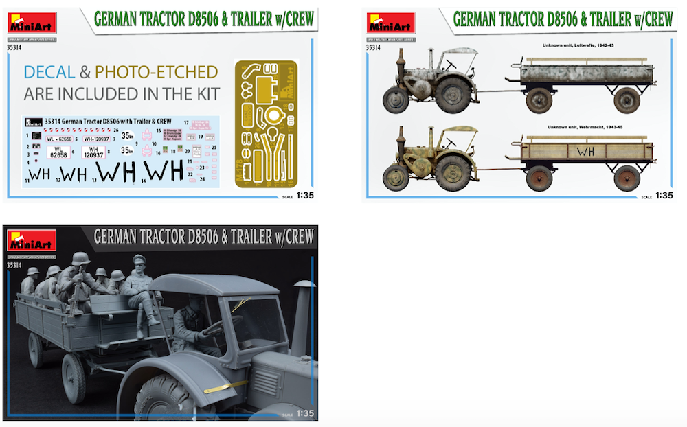 MiniArt MT35314 German Tractor D8506 & Trailer w/Crew 1:35