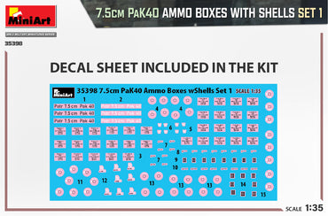 MiniArt MT35398 1:35 7.5CM PAK.40 AMMO BOXES WITH SHELLS SET 1