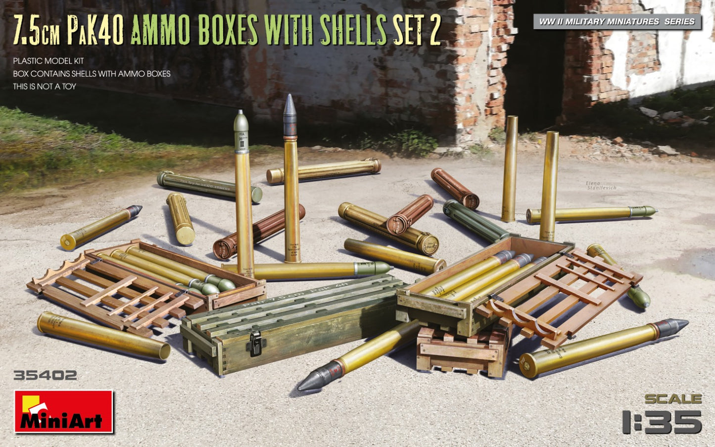 MiniArt MT35402 1:35 7.5cm PaK40 AMMO BOXES WITH SHELLS SET 2