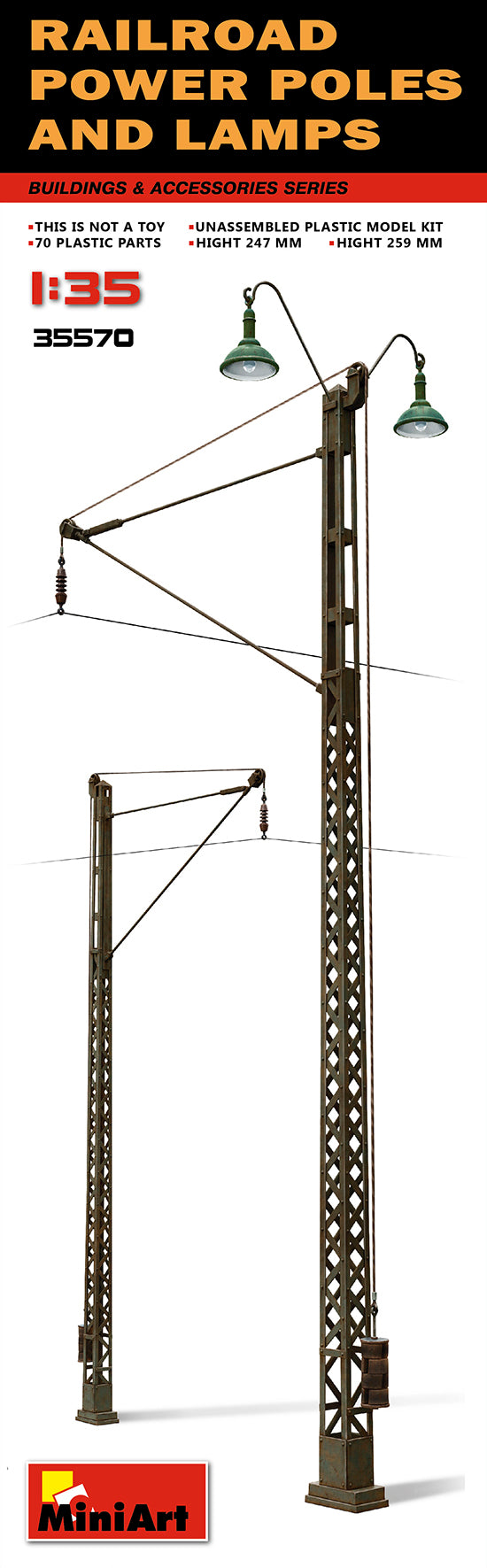 MiniArt MT35570 1:35 Railway Power Poles & Lamps