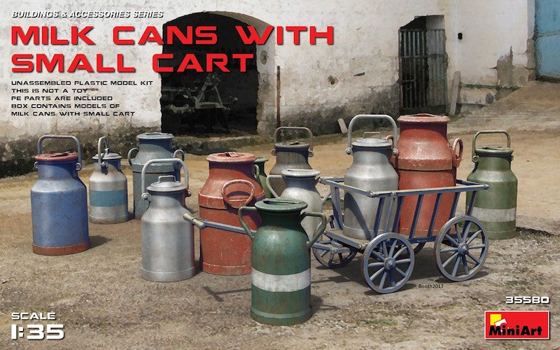 MiniArt MT35580 1:35 Milk Cans with Small Cart 12 Milk Cans Photoetched Parts