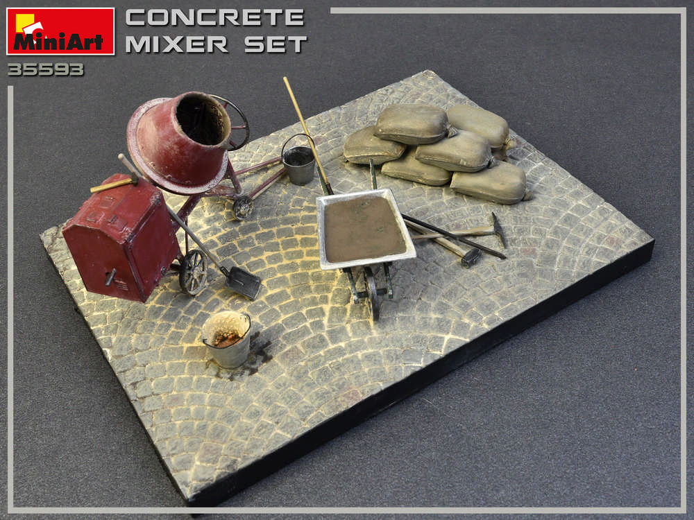 MiniArt MT35593 Concrete Mixer Set w/Trolley & Tools 1:35