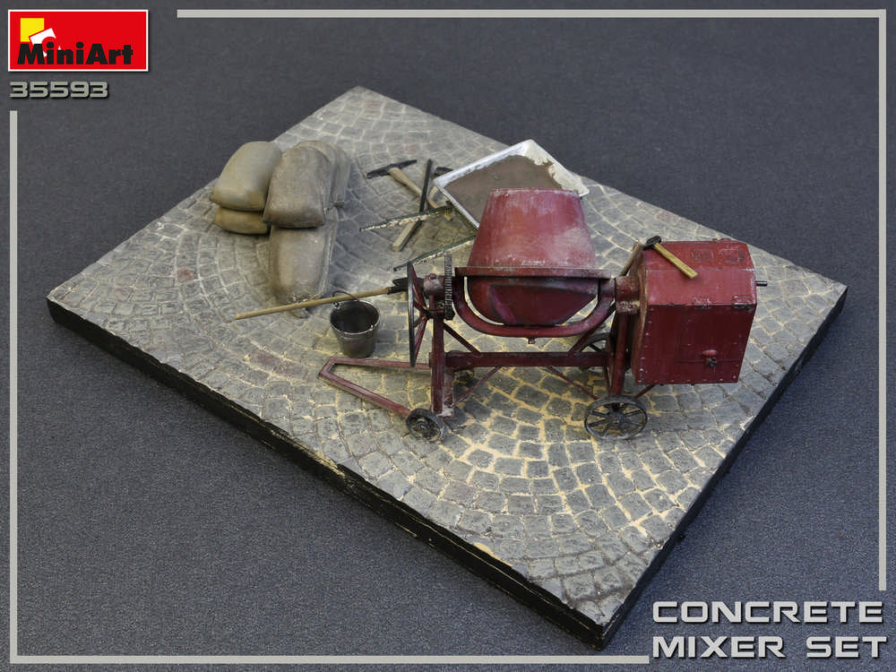 MiniArt MT35593 Concrete Mixer Set w/Trolley & Tools 1:35