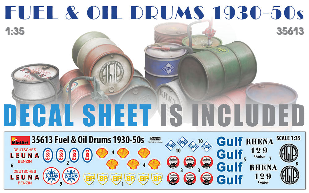 MiniArt MT35613 Fuel & Oil Drums 1930-50s (12 Models) 1:35