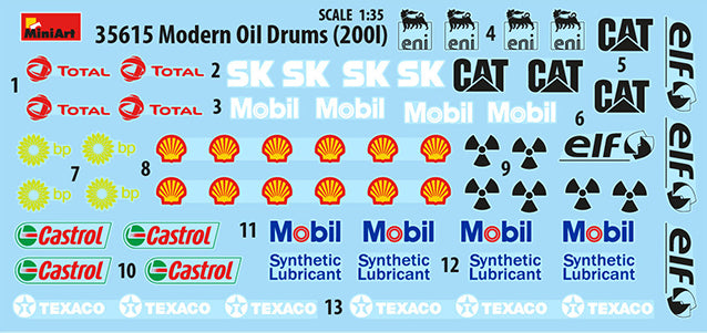 MiniArt MT35615 Modern Fuel & Oil Drums (12 Models) 1:35
