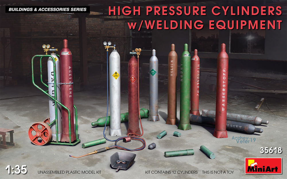 MiniArt MT35618 High Pressure Cylinders w/Welding Gear 1:35