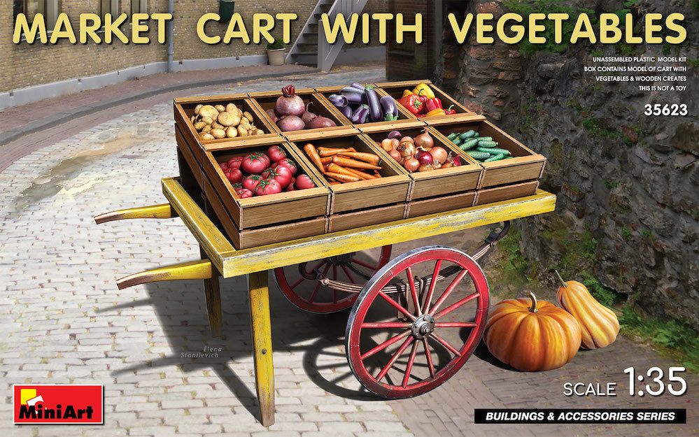 MiniArt MT35623 1:35 MARKET CART VEGETABLES Unassembled Plastic Model Kit Box
