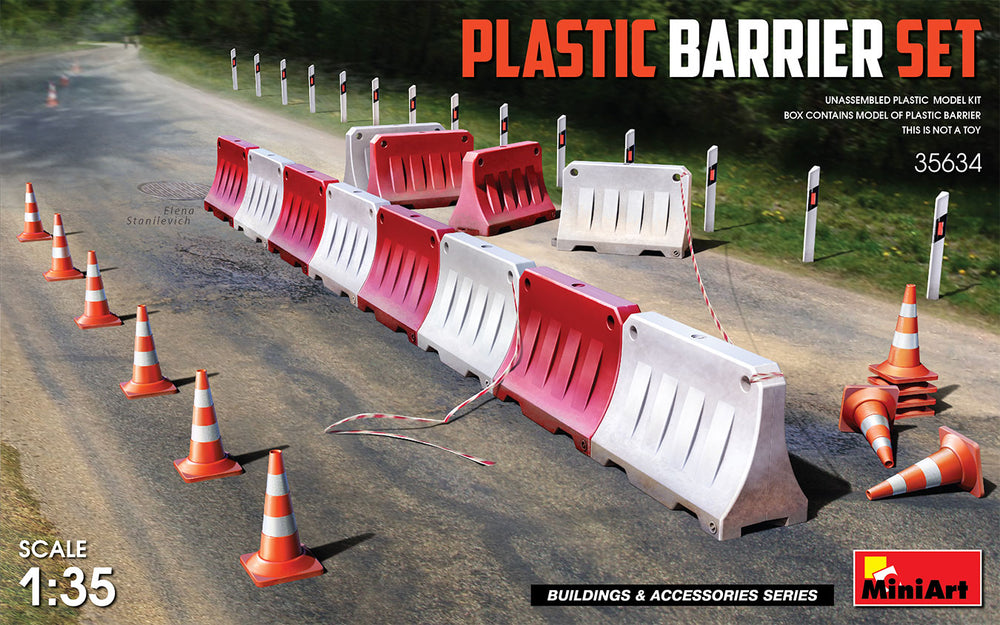 MiniArt MT35634 Plastic Barrier, Cone & Bollard Set 1:35