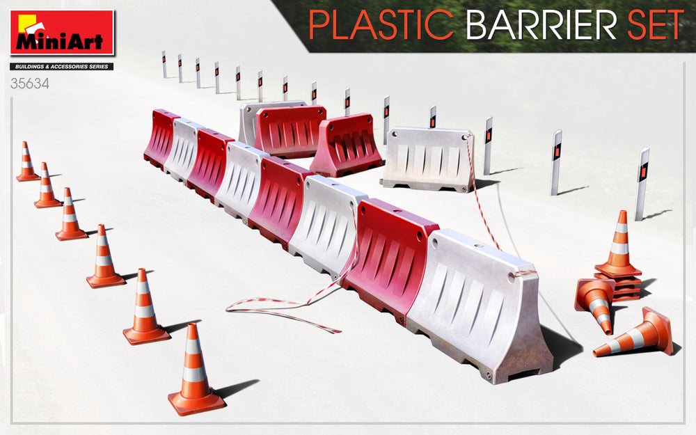 MiniArt MT35634 Plastic Barrier, Cone & Bollard Set 1:35