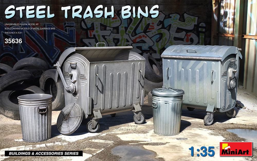 MiniArt MT35636 Steel Trash Bins / Garbage Bins 1:35