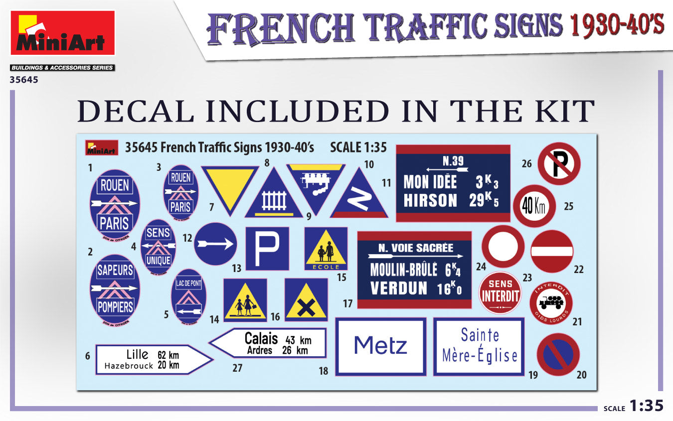 MiniArt MT35645 1:35 FRENCH TRAFFIC SIGNS 1930-40's