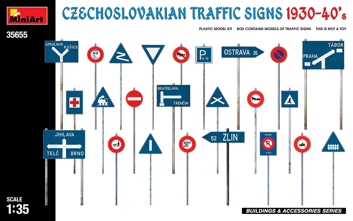 MiniArt MT35655 1:35 CZECHOSLAVAKIAN TRAFFIC SIGNS 1930-40s