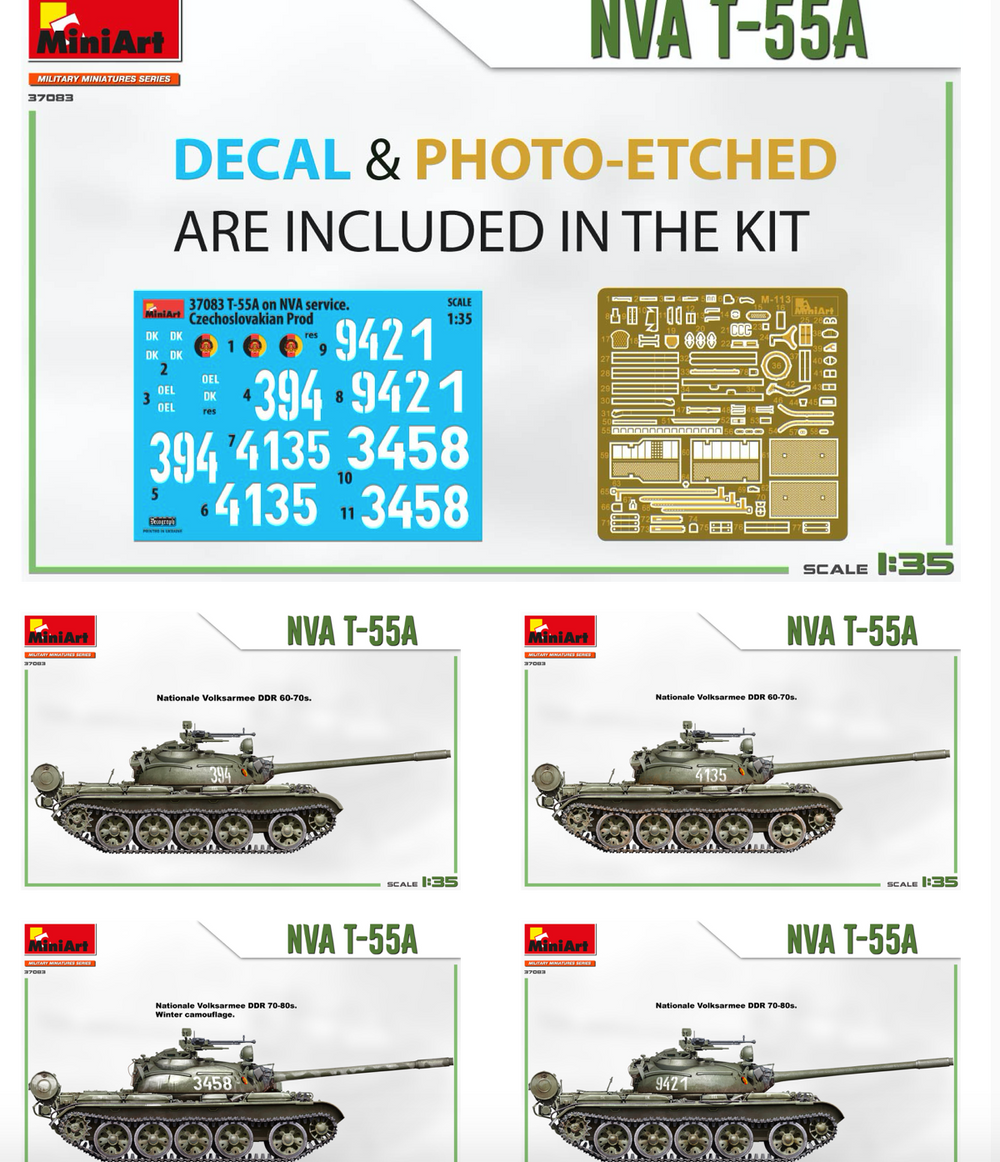 MiniArt MT37083 NVA T-55A Highly Detailed Model 1:35
