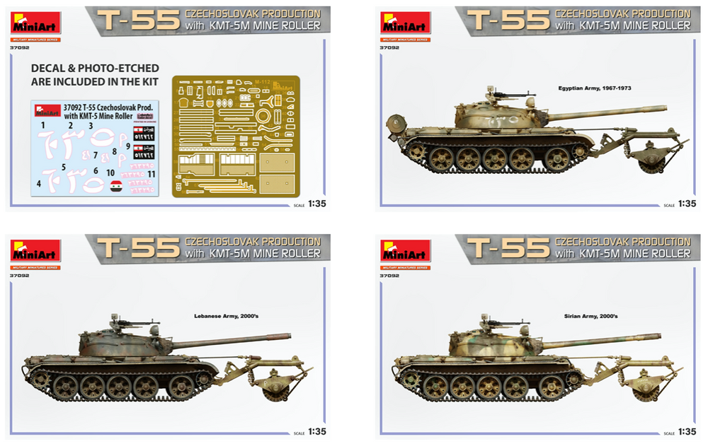 MiniArt MT37092 T-55 Czech Prod w/KMT-5M Mine Roller 1:35