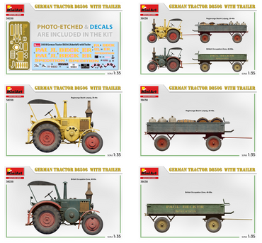 MiniArt MT38038 German Tractor D8506 w/Trailer & Loads 1:35