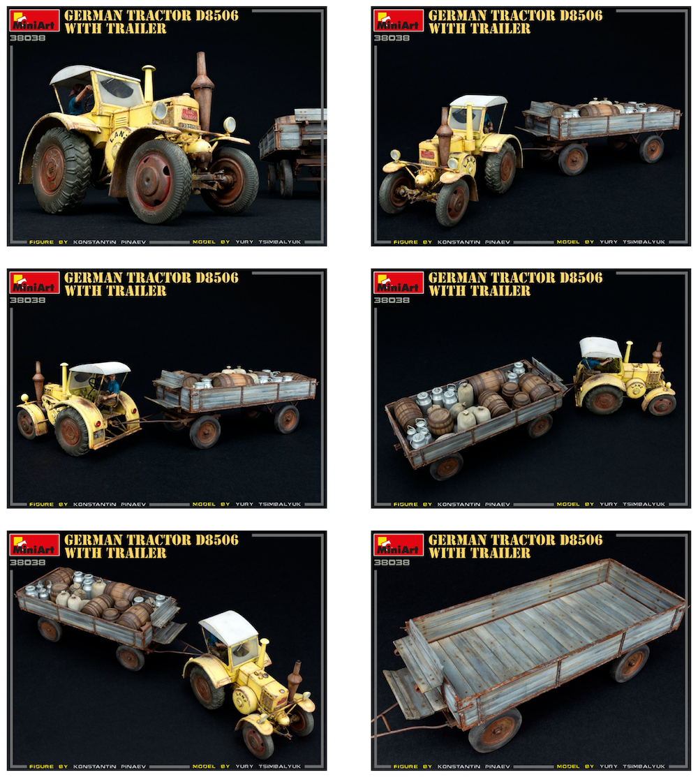 MiniArt MT38038 German Tractor D8506 w/Trailer & Loads 1:35