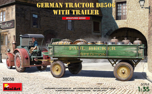 MiniArt MT38038 German Tractor D8506 w/Trailer & Loads 1:35