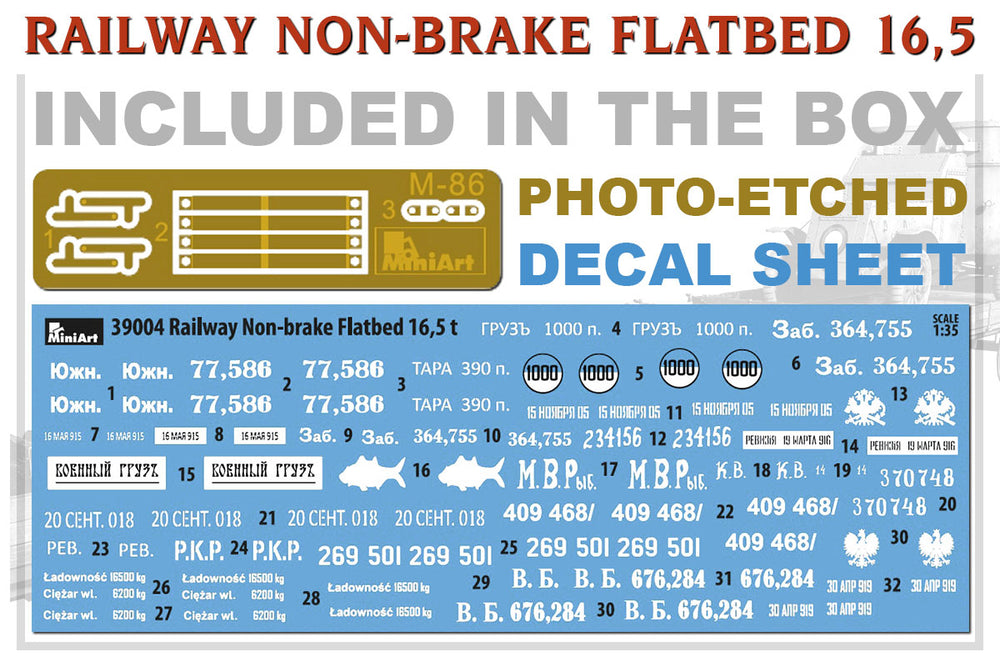 MiniArt MT39004 Railway Non-Brake Flatbed 16.5t 1:35