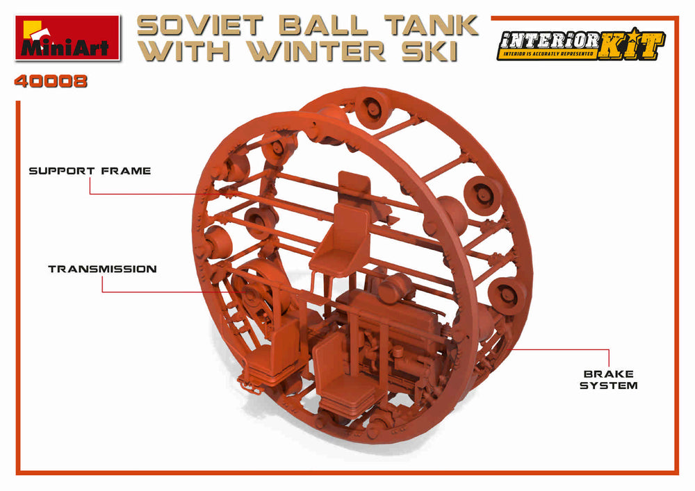 MiniArt MT40008 Soviet Ball Tank w/Winter Ski & Interior 1:35