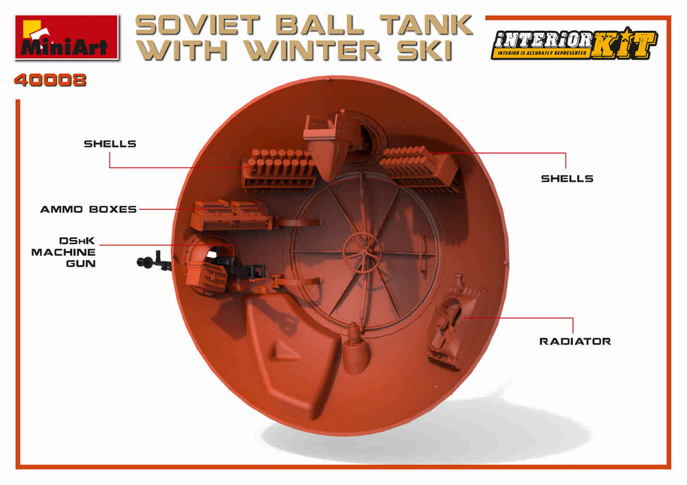 MiniArt MT40008 Soviet Ball Tank w/Winter Ski & Interior 1:35