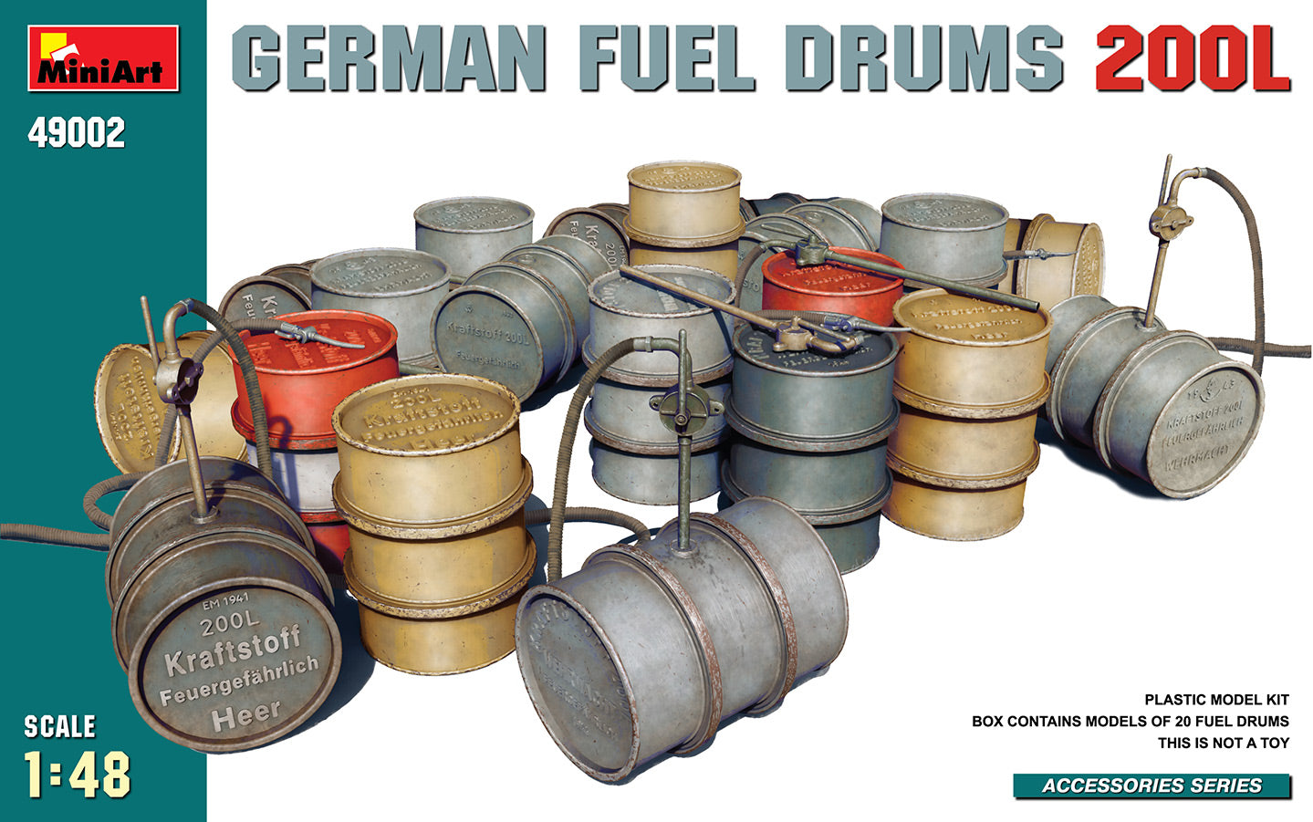 MiniArt MT49002 German Fuel Drums 200L (20 Drums) 1:48