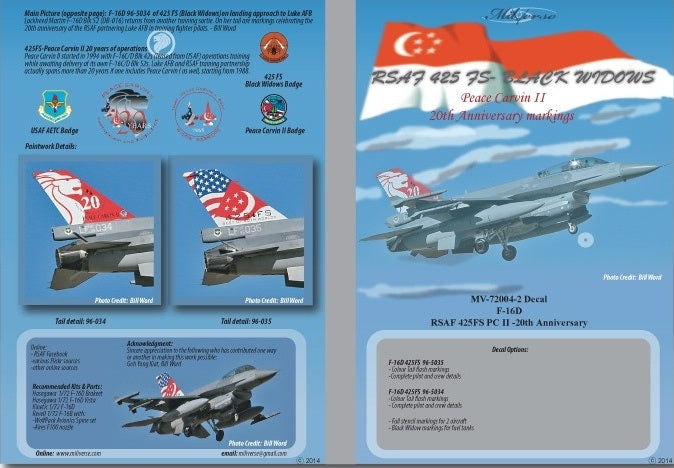 Miliverse MVD72004-2 RSAF F-16D Peace Carvin II Decals 1:72