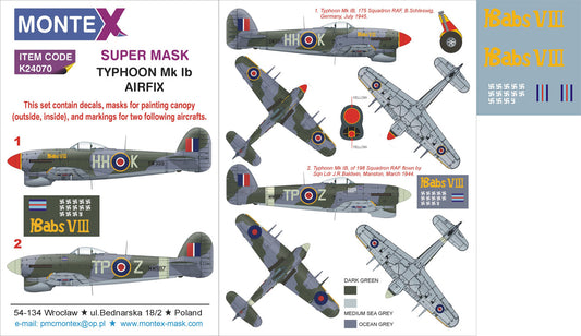 Montex MXK24070 1:24 Hawker Typhoon Mk.Ib 2 canopy frame paint mask