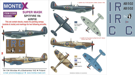 Montex MXK24085 1:24 Supermarine Spitfire Mk.Vb 2 canopy mask