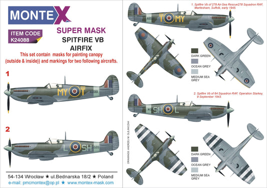 Montex MXK24088 1:24 Supermarine Spitfire Mk.Vb 2 canopy mask