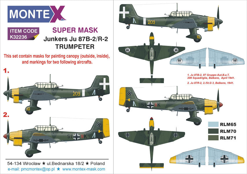 Montex MXK32236 1:32 Junkers Ju-87B-2 & Ju-87R-2 'Stuka'