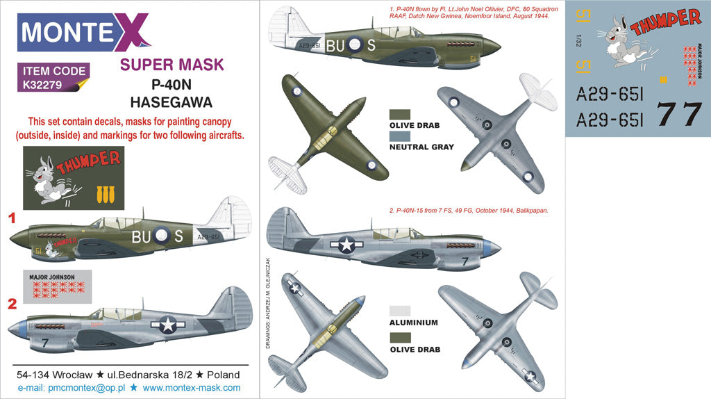 Montex MXK32279 1:32 Curtiss P-40N Warhawk