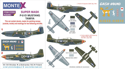 Montex MXK32282 1:32 North-American P-51D Mustang 2 canopy frame paint mask