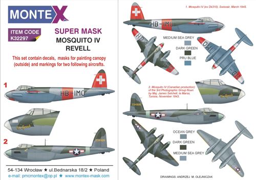 Montex MXK32297 1:32 de Havilland MOSQUITO Mk.IV  1 canopy mask
