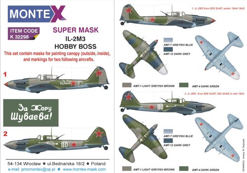 Montex MXK32298 1:32 Ilyushin Il-2M3 2 canopy frame paint mask