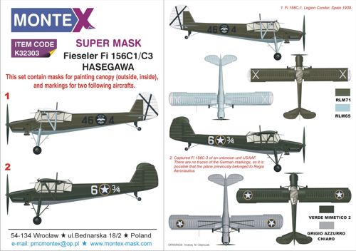 Montex MXK32303 1:32 Fieseler Fi-156C 'Storch' 2 canopy frame paint mask