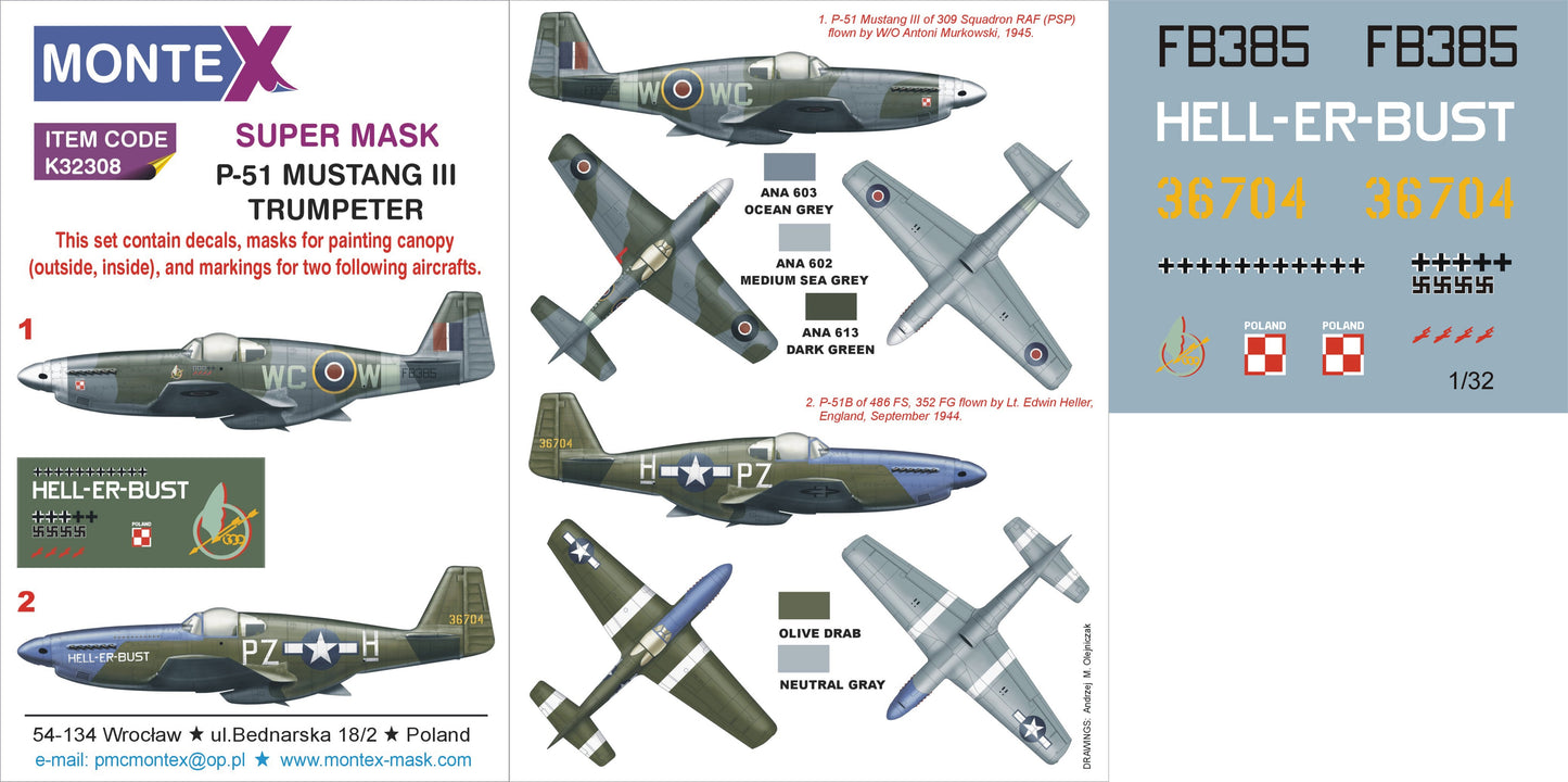 Montex MXK32308 1:32 North-American P-51B Mustang III
