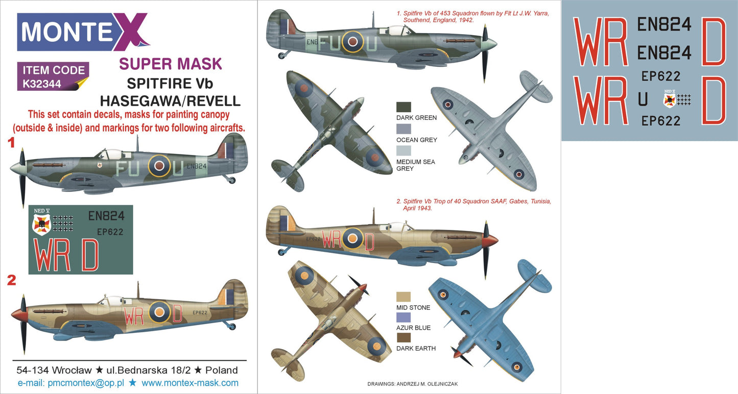 Montex MXK32344 1:32 Supermarine Spitfire Mk.VB 2 canopy mask