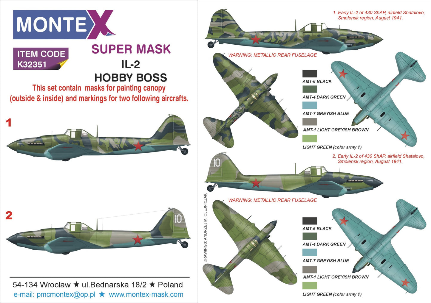 Montex MXK32351 1:32 Ilyushin Il-2 canopy mask