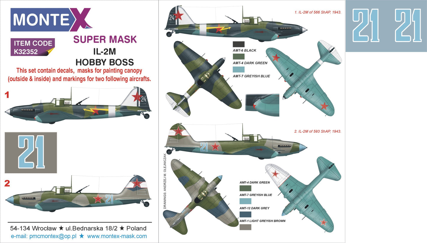 Montex MXK32352 1:32 Ilyushin IL-2Mc 2 canopy mask