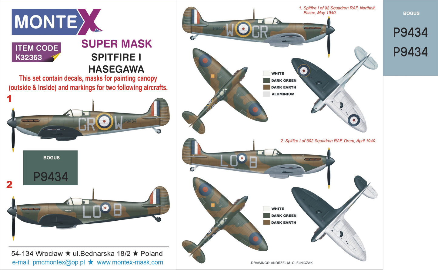 Montex MXK32363 1:32 Supermarine Spitfire Mk.I 2 canopy mask