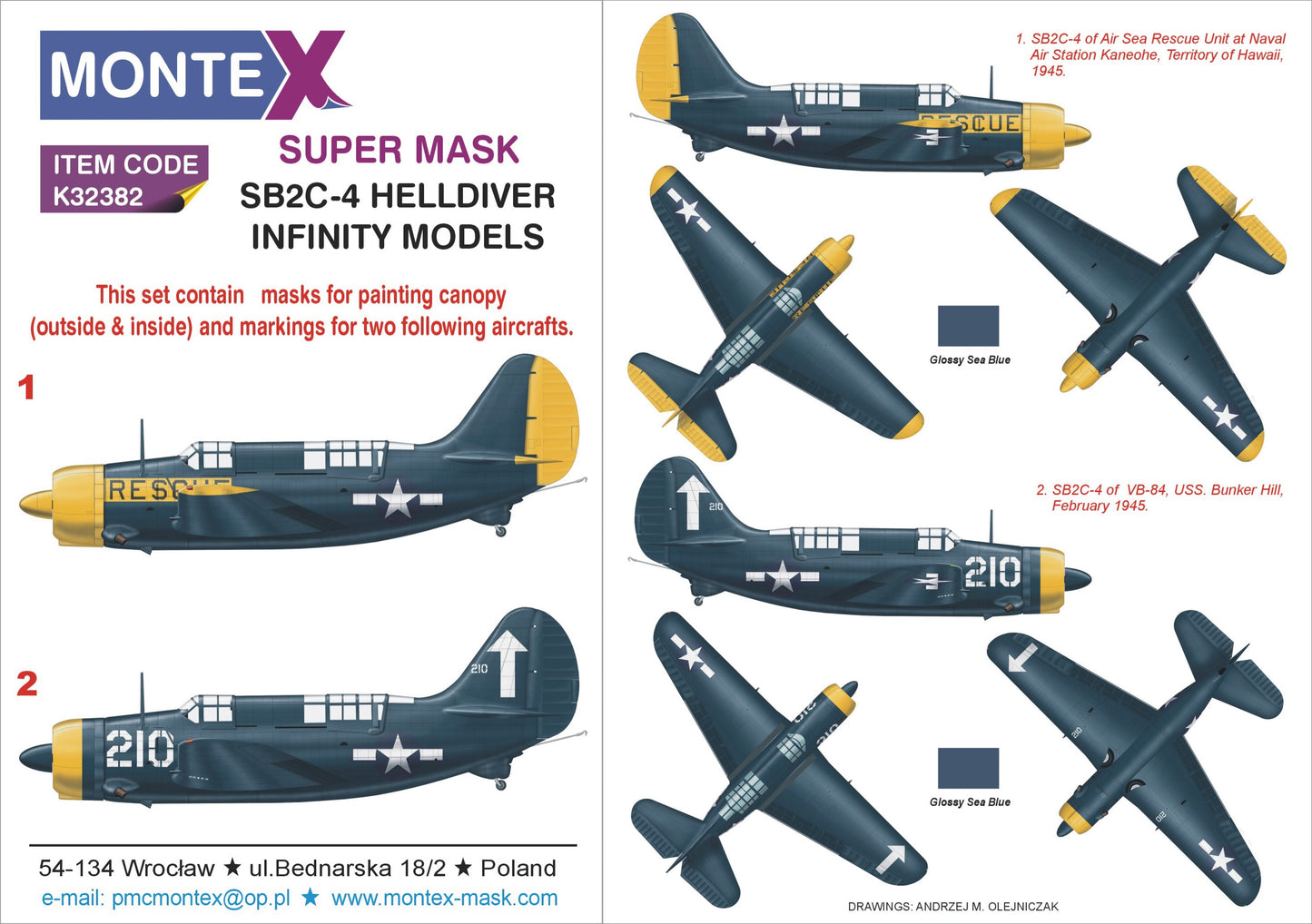Montex MXK32382 1:32 Curtiss SB2C-4 Helldiver 2 canopy frame paint mask