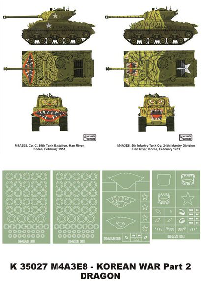 Montex MXK35027 1:35 M4A3E8 Sherman 2 insignia masks + wheels